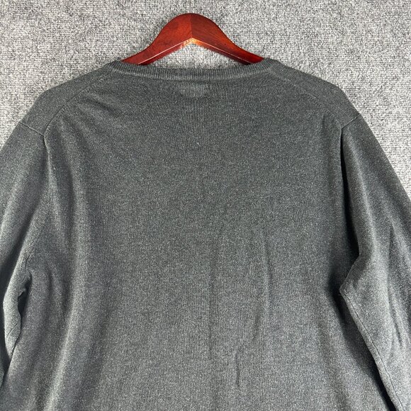 J Crew Sweater Mens Large Cotton Cashmere Charcoal Gray V Neck Long Sleeve - Picture 7 of 7